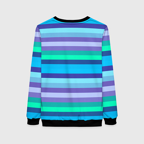 Женский свитшот Горизонтальные полосы холодных цветов / 3D-Черный – фото 2