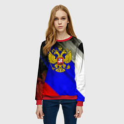 Свитшот женский Россия краски герб текстура, цвет: 3D-красный — фото 2