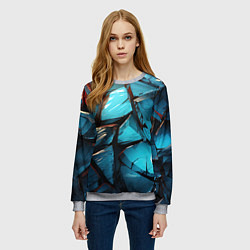 Свитшот женский Синие объемные плиты, цвет: 3D-меланж — фото 2