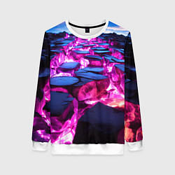 Свитшот женский Фиолетовый путь из камней, цвет: 3D-белый