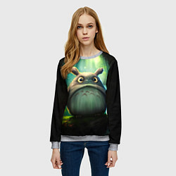 Свитшот женский Тоторо в лесу от нейросети, цвет: 3D-меланж — фото 2