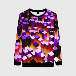 Женский свитшот Фиолетовые блоки в оранжевом тумане