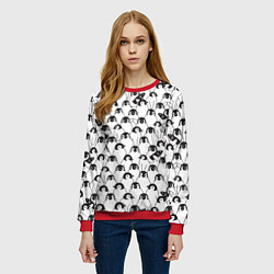 Свитшот женский Узор с пингвинами, цвет: 3D-красный — фото 2