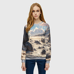 Свитшот женский Аниме пляж, цвет: 3D-меланж — фото 2