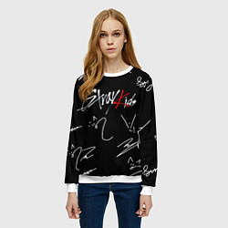 Свитшот женский Stray kids автографы лого, цвет: 3D-белый — фото 2