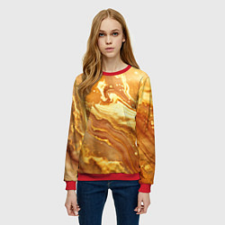Свитшот женский Жидкое золото текстура, цвет: 3D-красный — фото 2