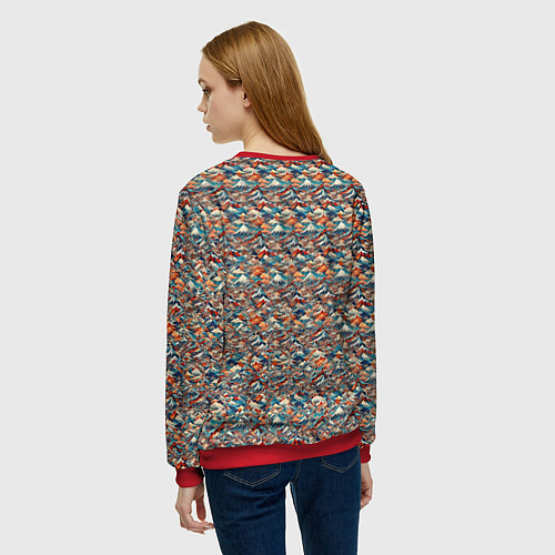 Женский свитшот Горный паттерн / 3D-Красный – фото 4