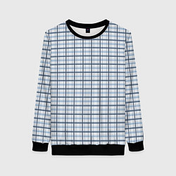 Женский свитшот Светлый бело-синий паттерн клетчатый