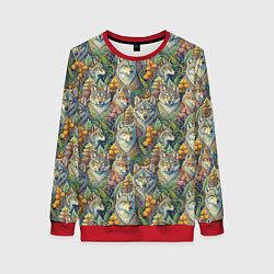 Свитшот женский Волки паттерн, цвет: 3D-красный