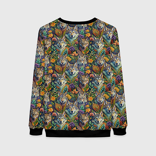 Женский свитшот Волчий паттерн / 3D-Черный – фото 2