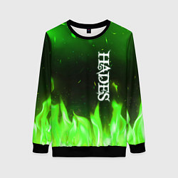 Свитшот женский Logo Hades green hell fire, цвет: 3D-черный