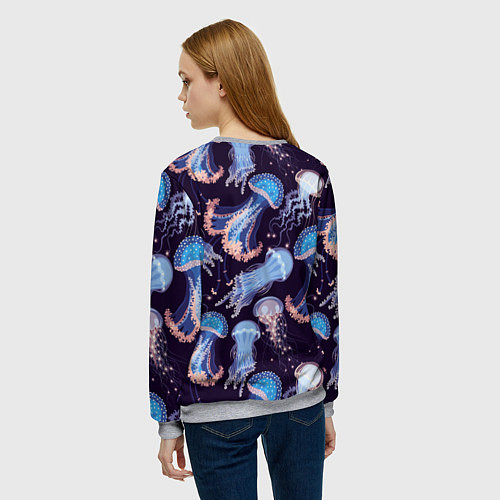 Женский свитшот Светящиеся медузы / 3D-Меланж – фото 4