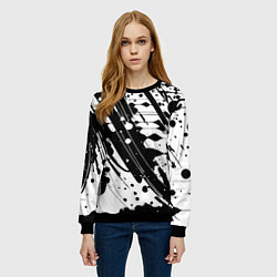Свитшот женский Чёрно белая абстракция - кляксы, цвет: 3D-черный — фото 2