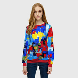 Свитшот женский Смелые мазки яркой краски - нейросеть, цвет: 3D-красный — фото 2