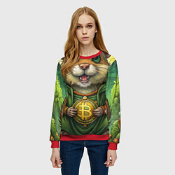 Свитшот женский Криптовалютный хомячок, цвет: 3D-красный — фото 2
