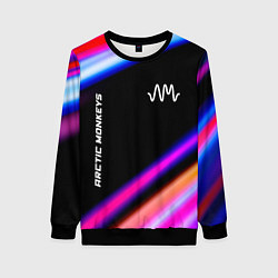 Свитшот женский Arctic Monkeys neon rock lights, цвет: 3D-черный