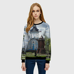 Свитшот женский Торопец Сторожевая башня, цвет: 3D-черный — фото 2