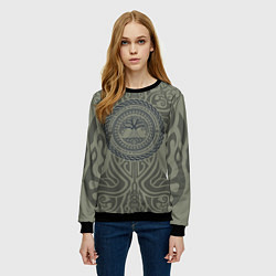 Свитшот женский Слава богам и предкам - Иггдрасиль, цвет: 3D-черный — фото 2