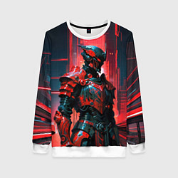 Свитшот женский Киборг в красно неоне, цвет: 3D-белый