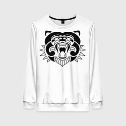 Свитшот женский Медведь маори трайбл стиль, цвет: 3D-белый