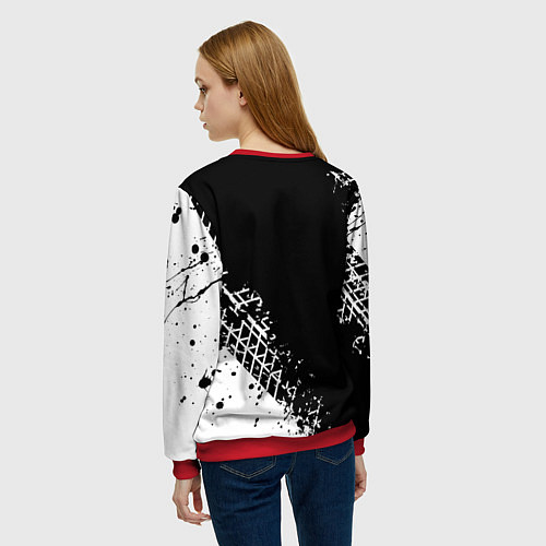 Женский свитшот Тойота: следы от шин / 3D-Красный – фото 4