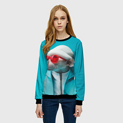 Свитшот женский Крыса в шапке, цвет: 3D-черный — фото 2