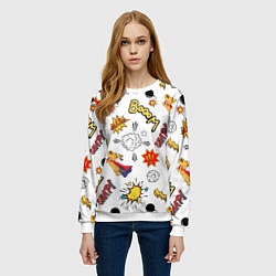 Свитшот женский Комикс изображение с собакой pop art, цвет: 3D-белый — фото 2