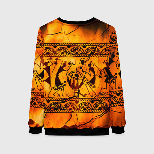 Женский свитшот Африканские наскальные рисунки / 3D-Черный – фото 2