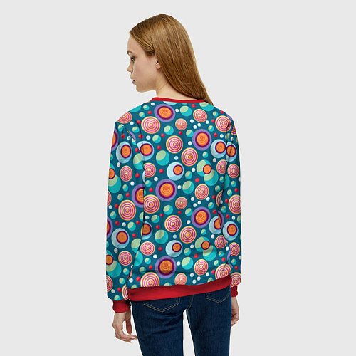 Женский свитшот Шарики едут за ролики / 3D-Красный – фото 4