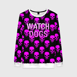 Женский свитшот Watch dogs neon skull