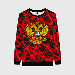 Свитшот женский Россия текстура символика, цвет: 3D-черный