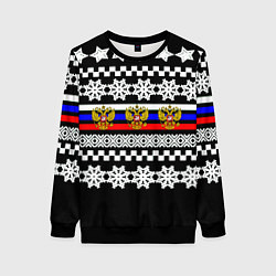 Свитшот женский Rusiia winter pattern, цвет: 3D-черный