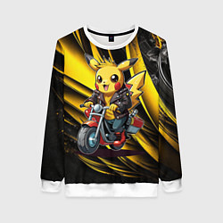 Свитшот женский Пикачу на красном мотоцикле, цвет: 3D-белый