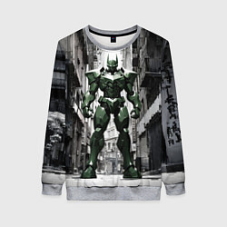 Свитшот женский Массивный зелёный робот, цвет: 3D-меланж