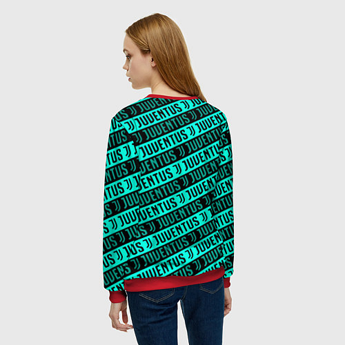 Женский свитшот Juventus pattern logo steel / 3D-Красный – фото 4