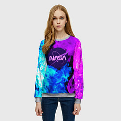 Свитшот женский NASA neon flame, цвет: 3D-меланж — фото 2