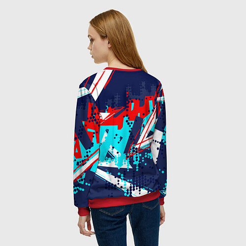 Женский свитшот Яркий абстрактный узор для спорта / 3D-Красный – фото 4