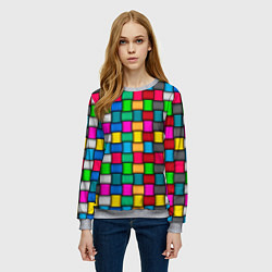 Свитшот женский Разноцветное переплетение, цвет: 3D-меланж — фото 2