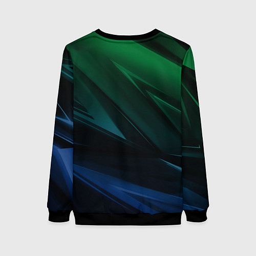 Женский свитшот Зелено-синие абстрактные объемные полосы / 3D-Черный – фото 2
