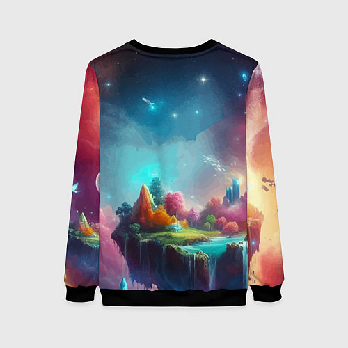 Женский свитшот Космический кит - нейросеть / 3D-Черный – фото 2
