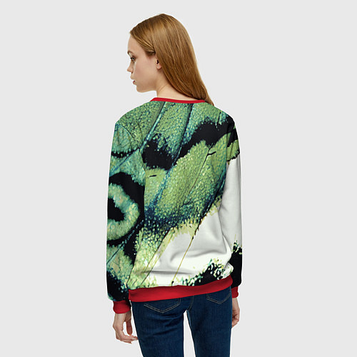 Женский свитшот Зелено-черные пятна на светлом / 3D-Красный – фото 4