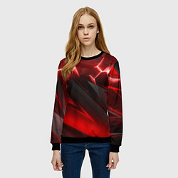Свитшот женский Яркая красная объемная абстракция, цвет: 3D-черный — фото 2