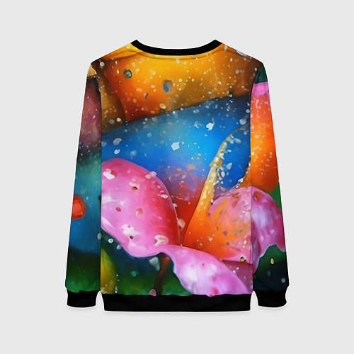 Женский свитшот Ящерица - яркая абстракция / 3D-Черный – фото 2