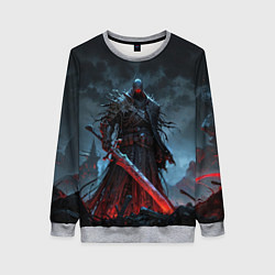 Свитшот женский Воин мрака с угольно-красными глазами, цвет: 3D-меланж
