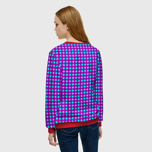 Женский свитшот Паттерн кругов и ромбов / 3D-Красный – фото 4