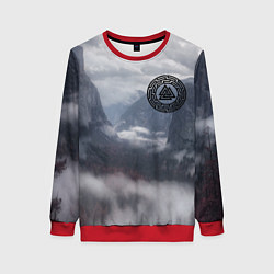 Свитшот женский Место силы и символ валькнут на груди, цвет: 3D-красный