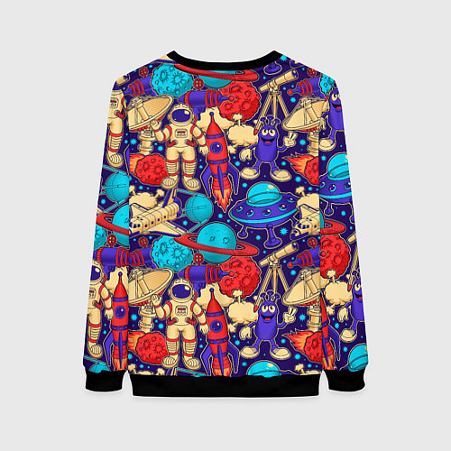 Женский свитшот Космические мультяшные персонажи / 3D-Черный – фото 2