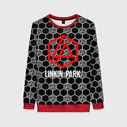 Свитшот женский Linkin park logo pattern, цвет: 3D-красный