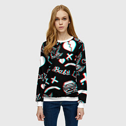 Свитшот женский Lil Peep logo glitch, цвет: 3D-белый — фото 2