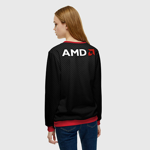 Женский свитшот AMD ryzen logo carbon black / 3D-Красный – фото 4